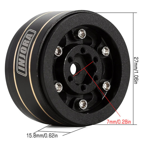 INJORA 1.0" 47g/pcs Brass -3.15mm Offset Wheels for Micro Crawlers