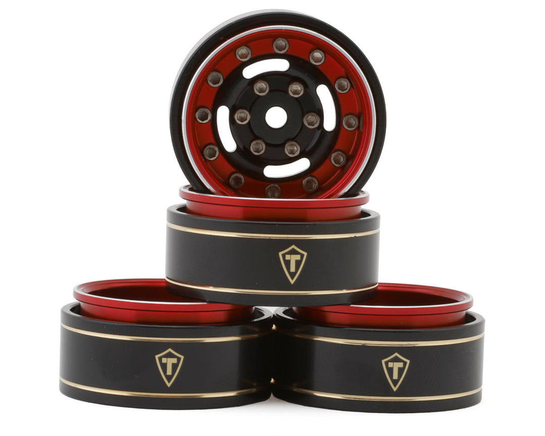TREAL 1.0 Beadlock Wheels Deep Dish Rims (4P) for SCX24 AX24 FCX24 TRX4M 1/24 1/18 Crawler Car-Type F