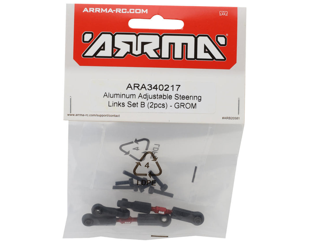 Arrma Mojave Grom Aluminum Adjustable Steering Link (Set B) (Red) (2)