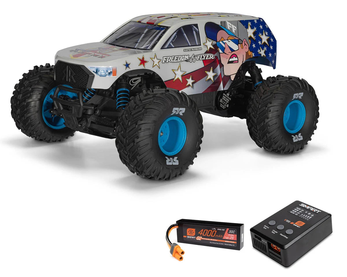 Arrma Freedom Flyer 223S BLX 1/10 2WD RTR Brushless Monster Truck (White) w/SLT2 2.4GHz Radio, DSC, Battery & Charger