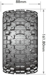 Louise R/C ST-Uphill Sport 1/8 3.8" Stadium Truck MFT Belted Tires, 17mm Hex (0" & 1/2" Offset)