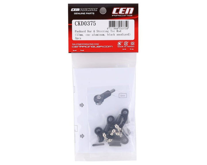 CEN F450 57mm Aluminum Panhard Bar & Steering Tie Rod (Black) (3)
(CKD0375) - Iron City RC Hobbies
