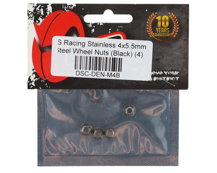 DS Racing 4x5.5mm Stainless Steel Wheel Nuts (Black) (4)