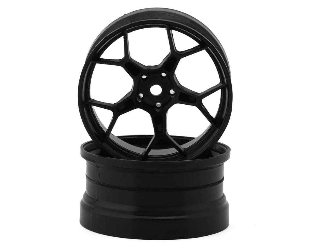 DS Racing Feathery Split Spoke Drift Wheels (Black) (2) (Super Soft) w/12mm Hex (Choose Offset)