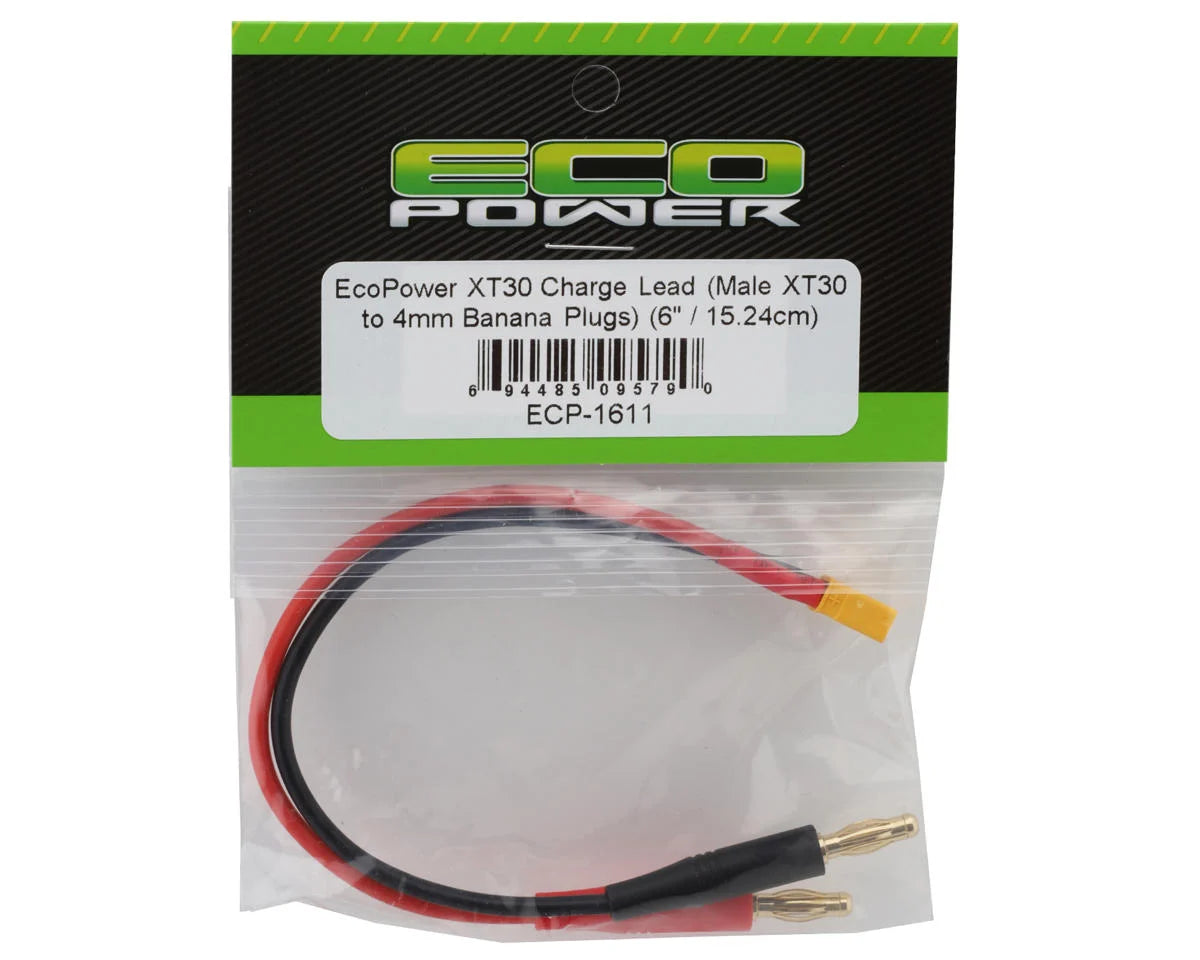 EcoPower Heavy Duty XT30 Ultra Plug Charge Lead (Male XT30 to 4mm Banana)