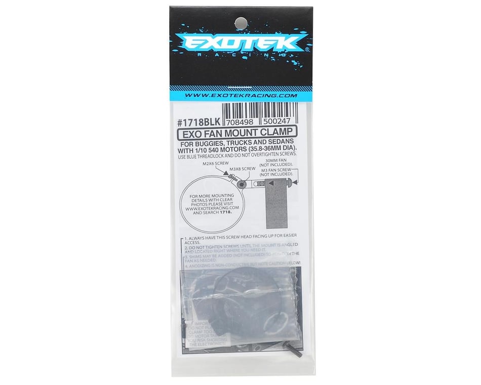 Exotek Angled Clamp On Fan Mount (Black) (540 Can) (1718BLK) - Iron City RC Hobbies