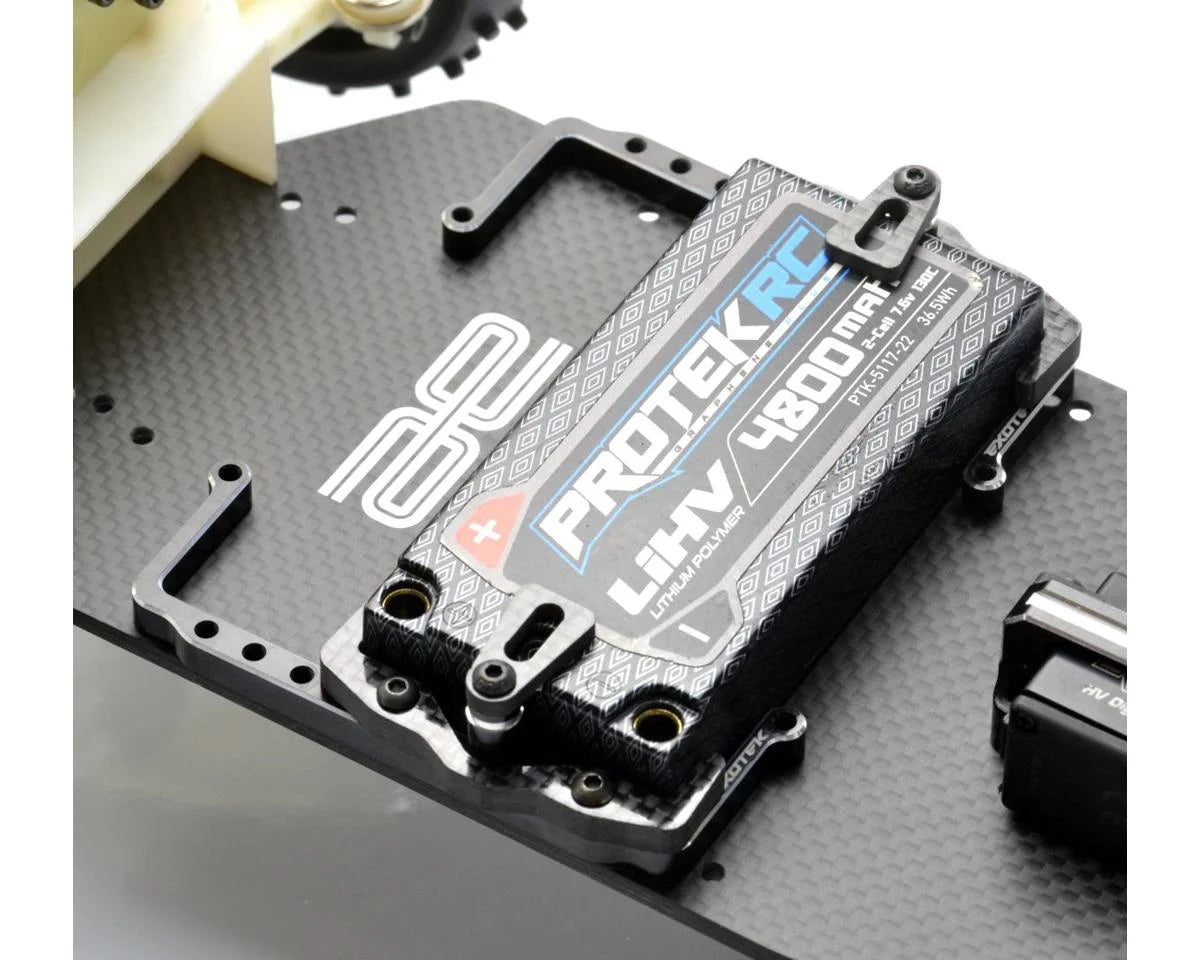Exotek Associated RC10 Adjustable Aluminum & Carbon Fiber Battery Tray Set (Black)