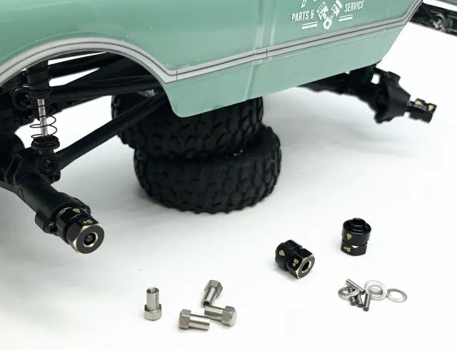 Treal Brass Extended Hex Hubs Wheel Spacers for SCX24 Upgrades +5mm Black