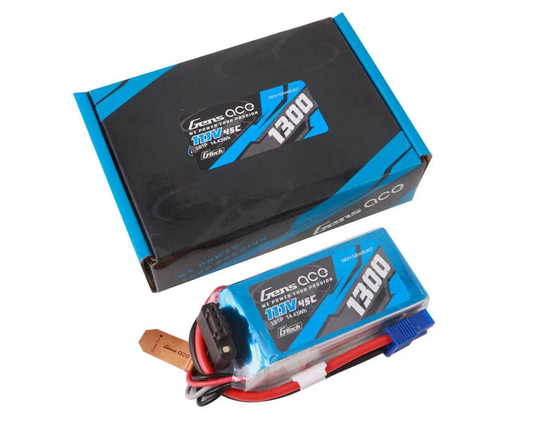 Gens Ace G-Tech Smart 3S LiPo Battery 45C (11.1V/1300mAh) w/EC3 Connector
