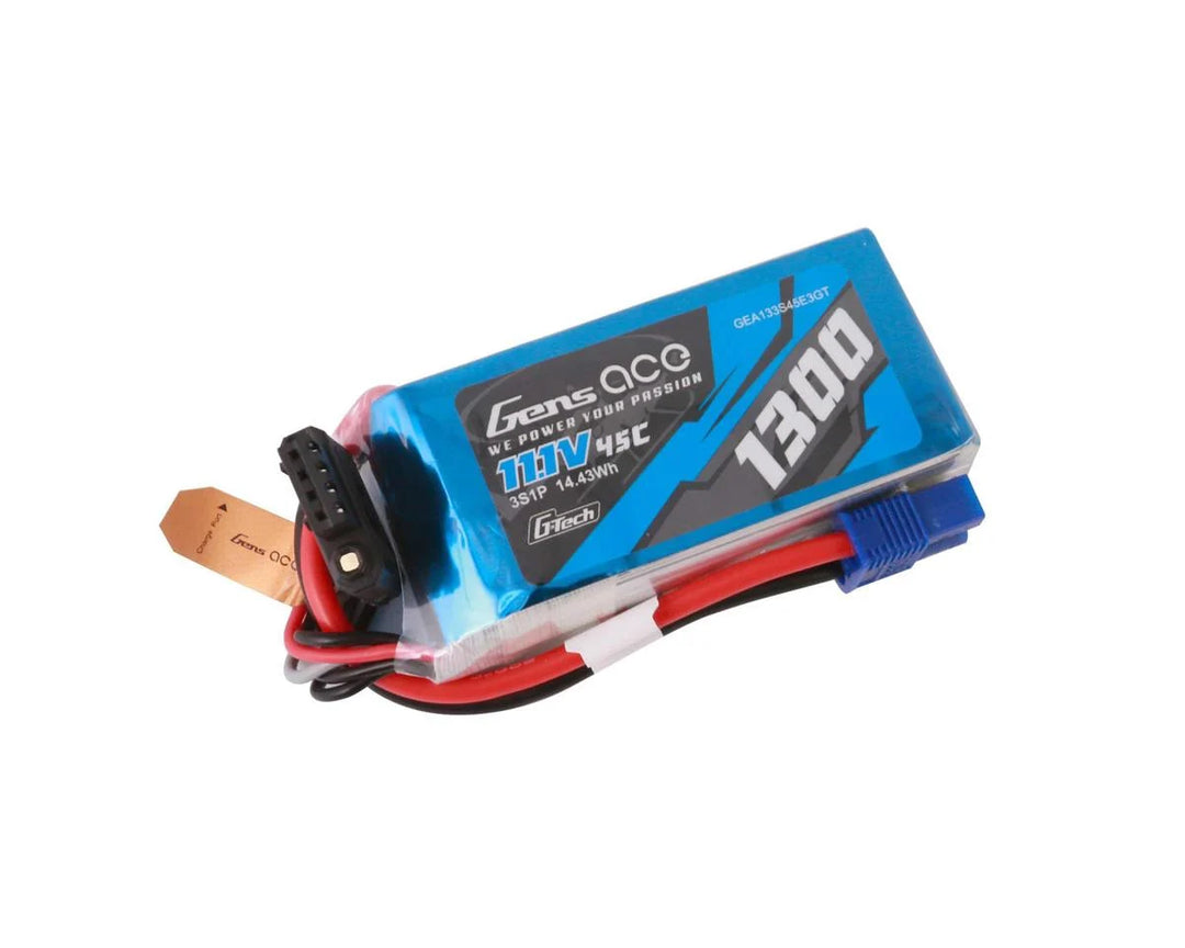 Gens Ace G-Tech Smart 3S LiPo Battery 45C (11.1V/1300mAh) w/EC3 Connector