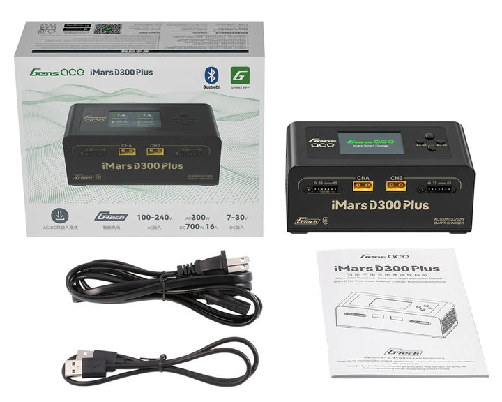 Gens Ace iMars D300 Plus G-Tech Smart Dual AC/DC Charger (6S/16A) (AC-300W) (DC-350W x2) w/Bluetooth App Control (Choose Color)