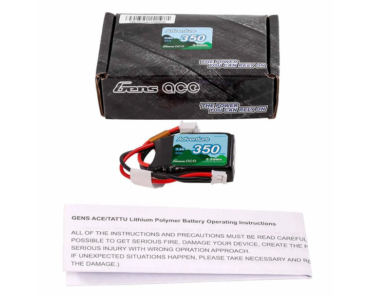 Gens Ace 2S 30C Adventure LiPo Battery (7.4V/350mAh) w/JST Connector