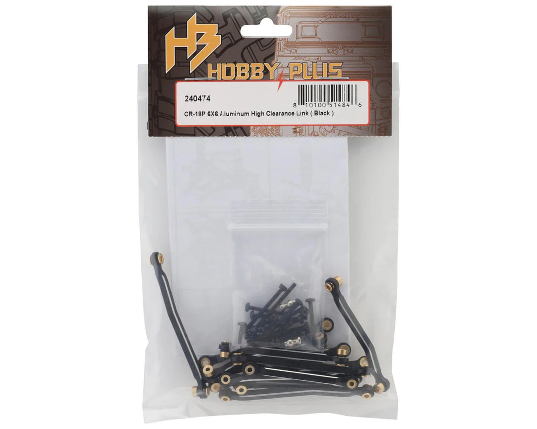 HobbyPlus CR18P Arktos 6x6 Aluminum High Clearance Suspension Links Set (Black)