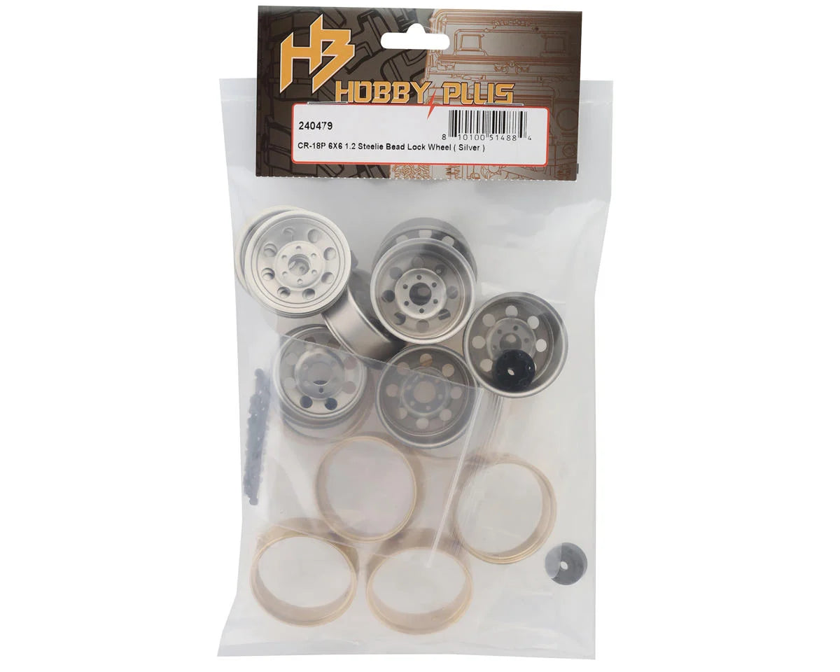 HobbyPlus 1.2" Steelie Beadlock Wheels w/Brass Rings (25g) (6) (Choose Color)