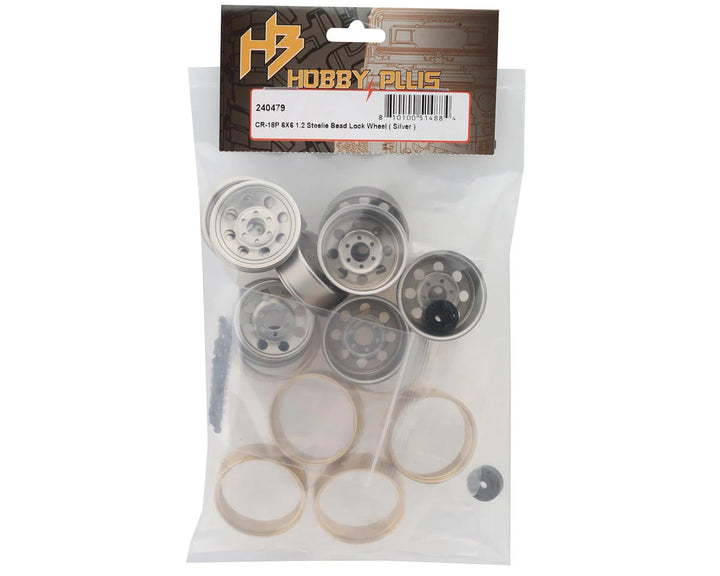 HobbyPlus 1.2" Steelie Beadlock Wheels w/Brass Rings (25g) (6) (Choose Color)