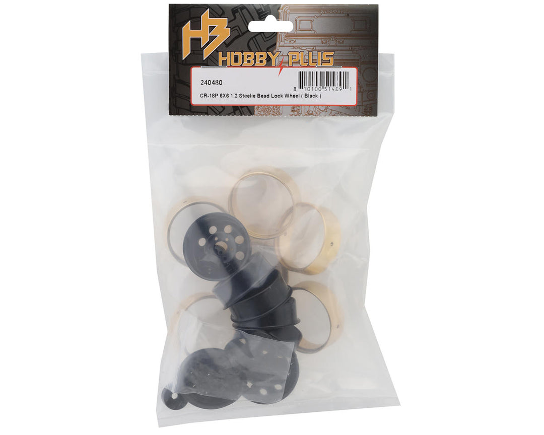 HobbyPlus 1.2" Steelie Beadlock Wheels w/Brass Rings (25g) (6) (Choose Color)