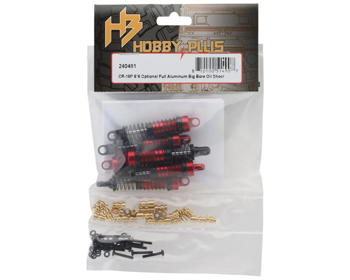 HobbyPlus CR18P Arktos 6x6 Full Aluminum HD Big Bore Oil Shocks (Red) (6)