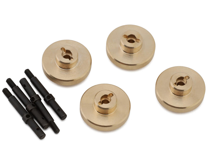 HobbyPlus CR18P Pro HD Brass Hex Adapters & Axle Shafts (4) (10mm) (13g) For Use w/1.5mm Pin
