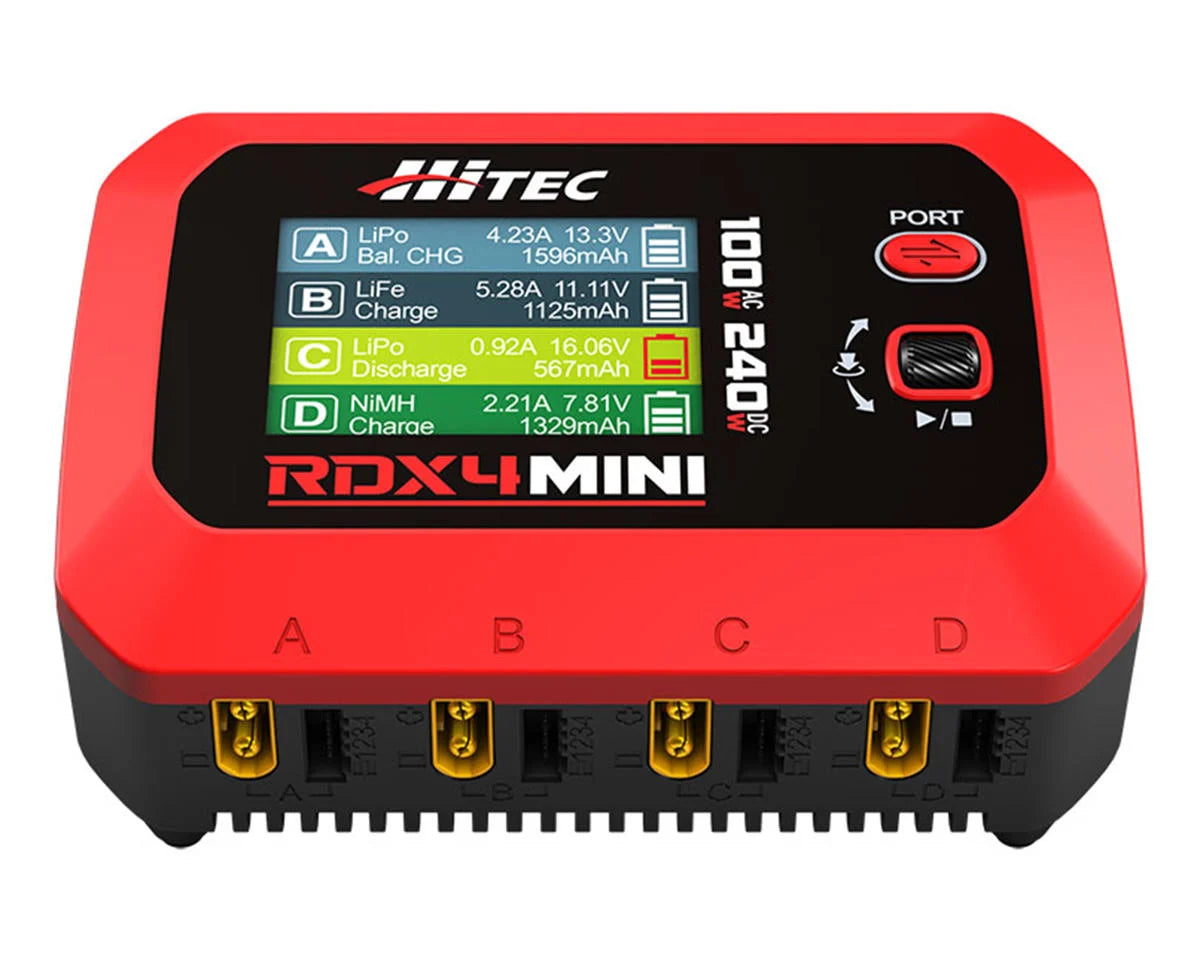 Hitec RDX4 Mini Quad Smart LiPo Battery Balance Charger (4S/6A/DC-240W/AC-100W)