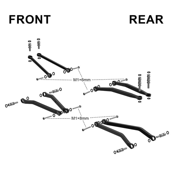 INJORA Aluminum High Clearance Chassis Links for 1/30 Axial SCX30