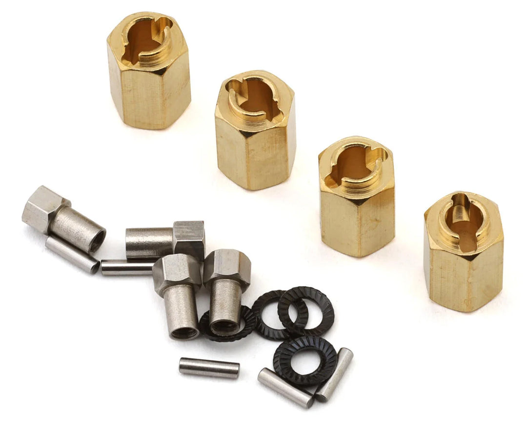 Injora Redcat Ascent-18 Brass Wheel Hex Adapters (Gold) (4) (3g ea) (10mm Offset)