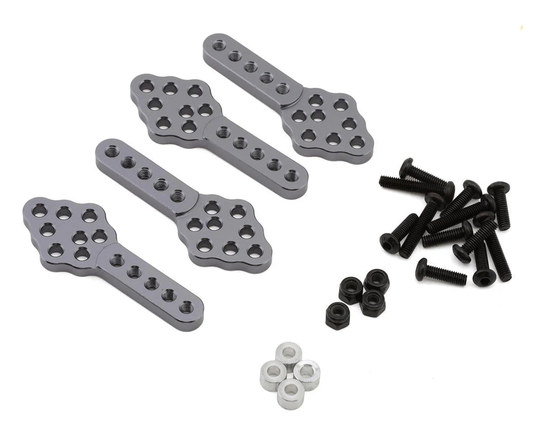Injora CNC Aluminum Adjustable 1/10 Rock Crawler Shock Mount Plates (Grey) (4)
