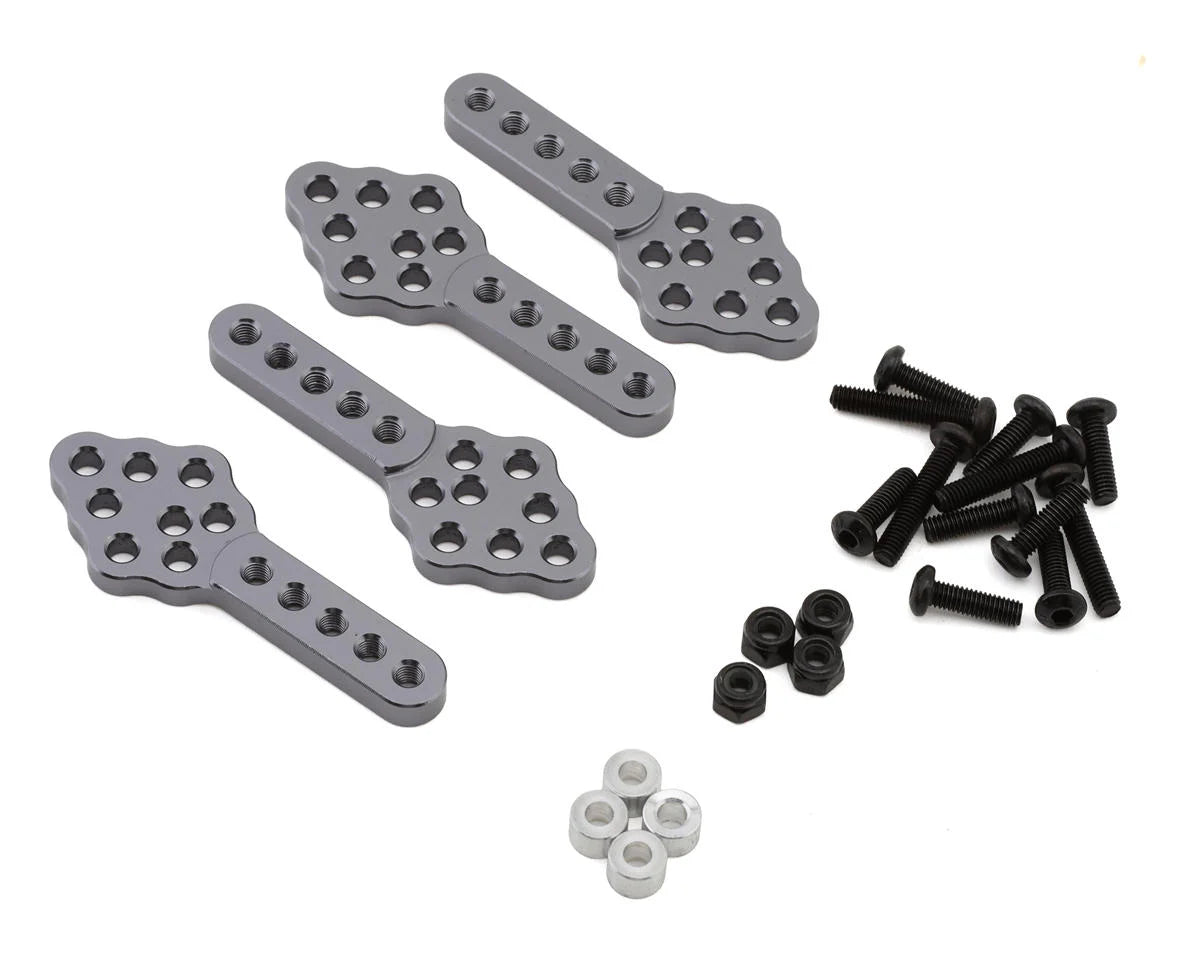 Injora CNC Aluminum Adjustable 1/10 Rock Crawler Shock Mount Plates (Grey) (4)