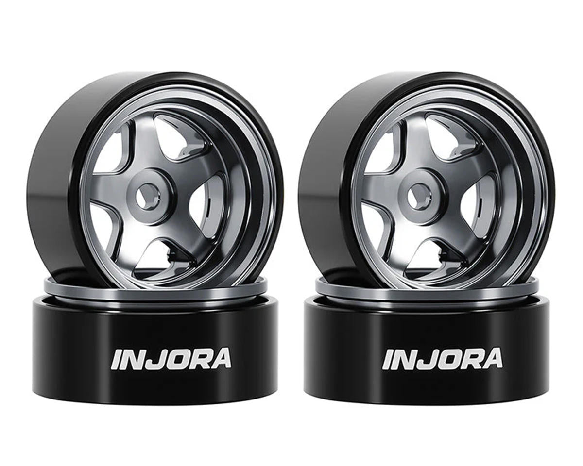 Injora Axial SCX30 D18 0.7" 5-Spoke Aluminum Micro Rock Crawler Beadlock Wheels (4) (3.4g ea)