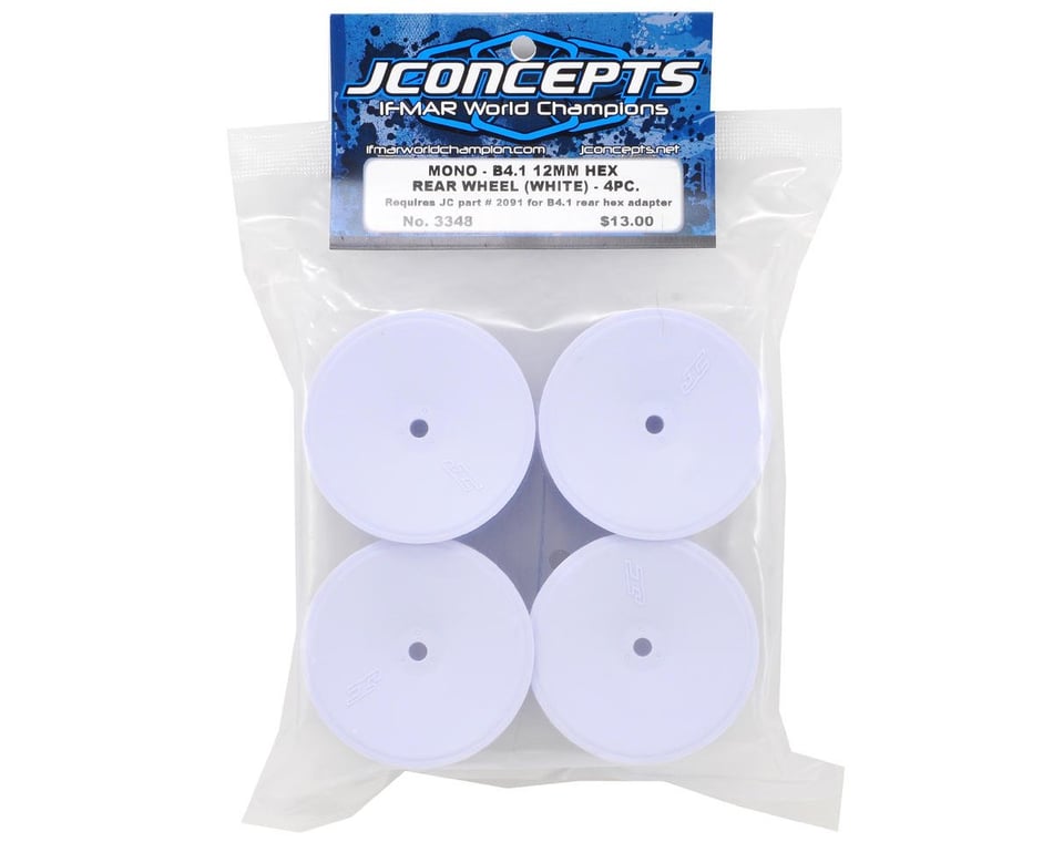 JConcepts 12mm Hex Mono 2.2 Rear Wheels (4) (B6/B74/RB6) (White) (3348W)