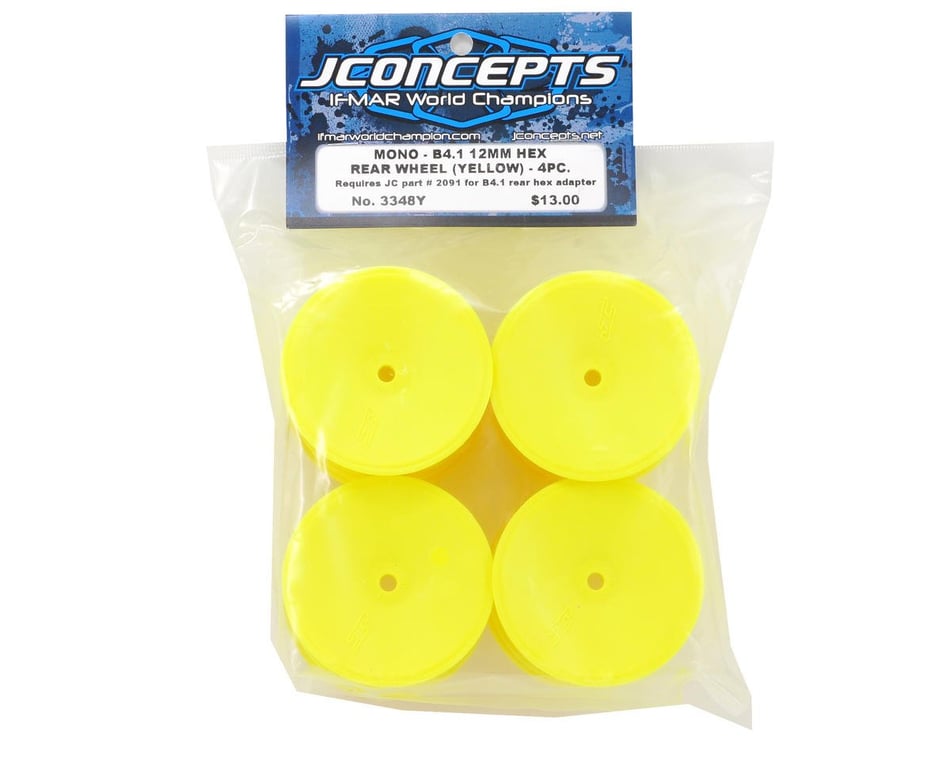 JConcepts 12mm Hex Mono 2.2 Rear Wheels (4) (B6/B74/RB6) (Yellow) (3348Y) - Iron City RC Hobbies