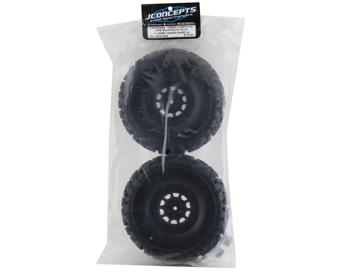 JConcepts Landmines 2.9" Pre-Mounted Tires w/Hazard Wheel (2) (Green)