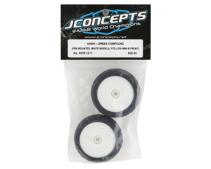 JConcepts Mini-B Hawk Pre-Mounted Front Tires (White) (2) (Green)
