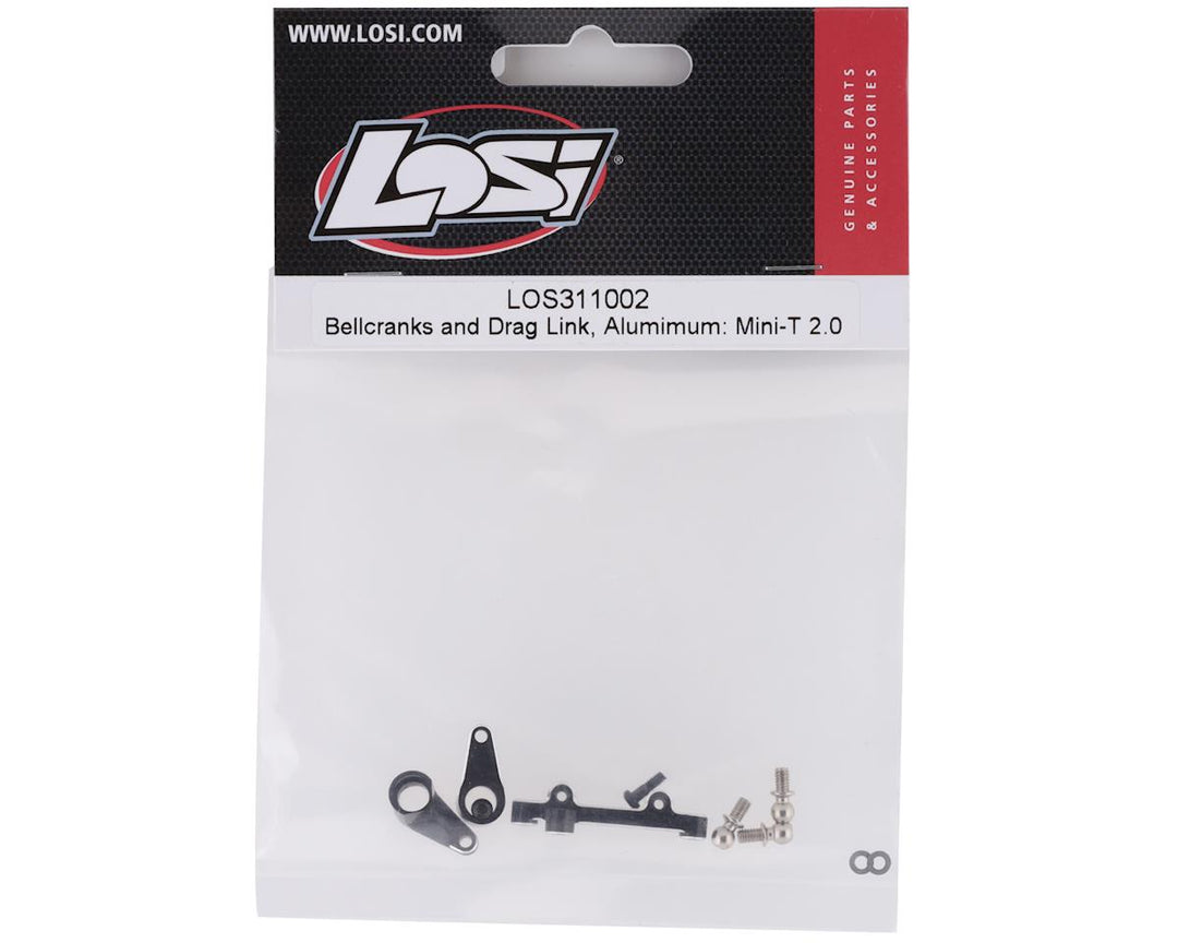 Losi Mini-T 2.0 Aluminum Bellcranks & Drag Link (Black) - Iron City RC Hobbies