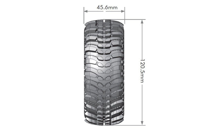 CR-Champ 1/10 1.9" Crawler Tires, 12mm Hex, Super Soft, Mounted on Black Chrome Rim, Front/Rear (2) - Iron City RC Hobbies