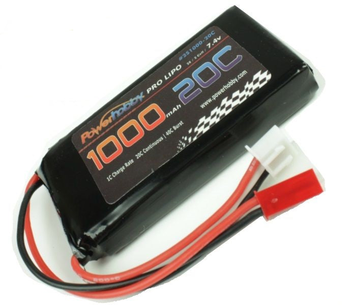 Powerhobby 2S 7.4V 1000mAh 20C LiPo Battery w/ JST Connector