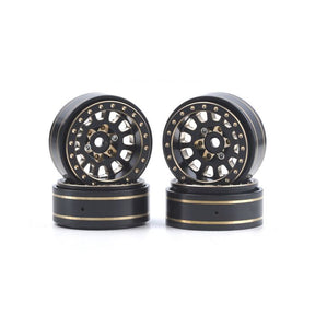 Powerhobby Axial SCX24 1.0" Black / Gold Brass Beadlock Crawler Wheels 1/24 - Iron City RC Hobbies