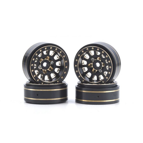 Powerhobby Axial SCX24 1.0" Black / Gold Brass Beadlock Crawler Wheels 1/24