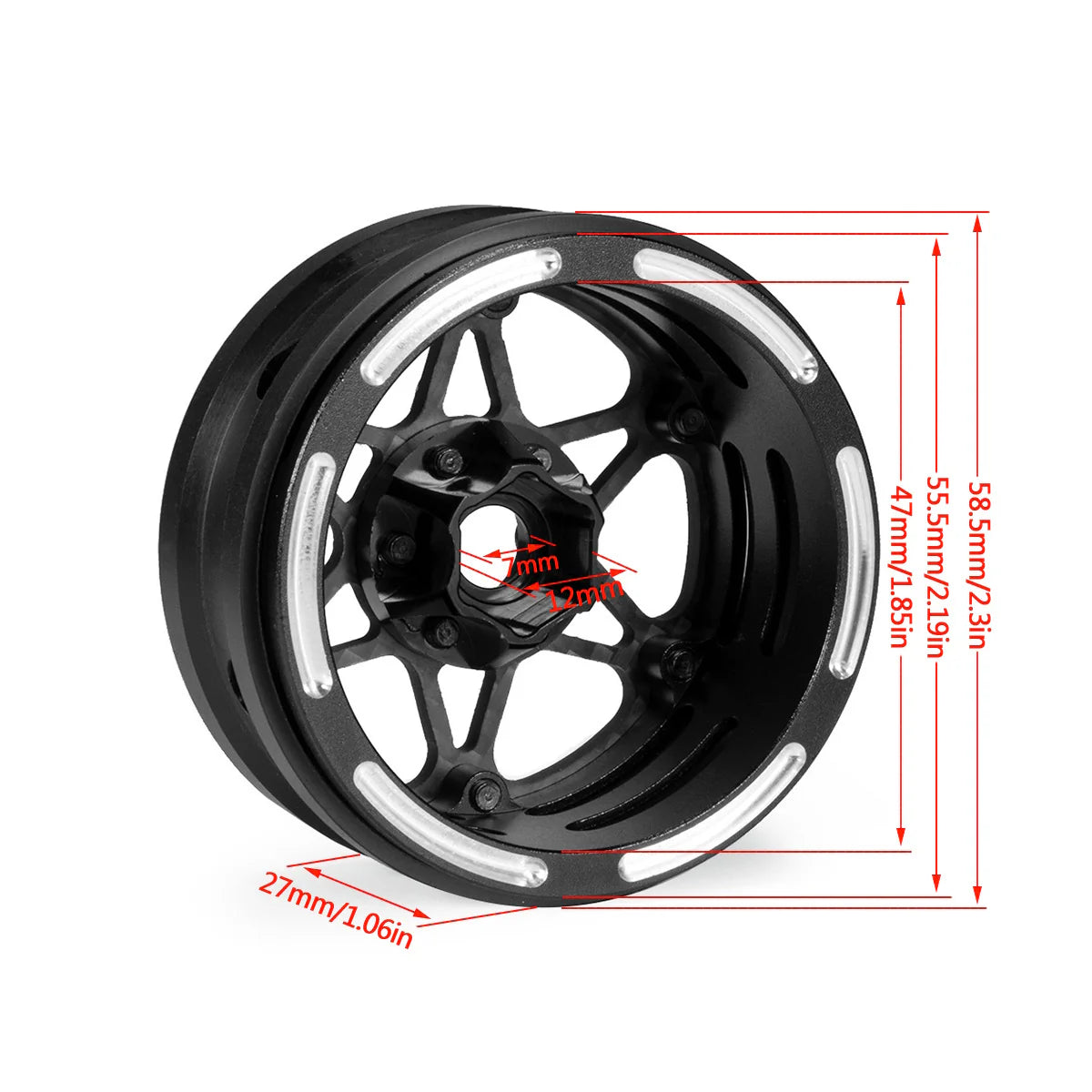 Powerhobby 1.9" Carbon Fiber Lightweight Beadlock Wheels A 1/10 Rock Crawler