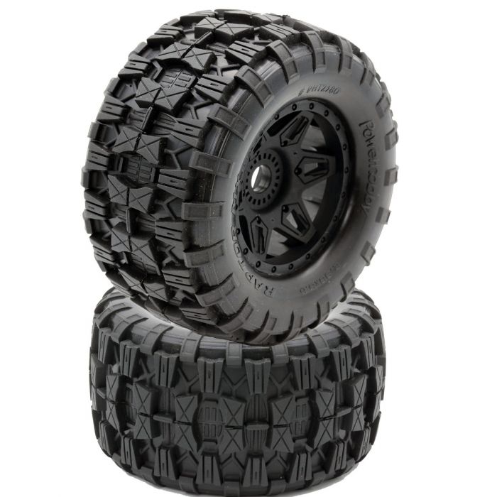 PowerHobby 1/8 Raptor MX Belted All Terrain Tires Mounted 17mm Traxxas Maxx