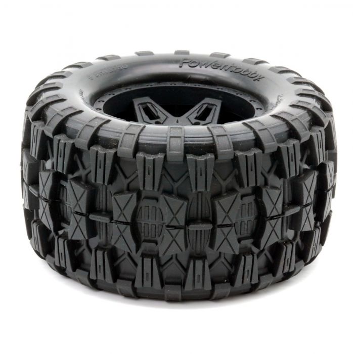 PowerHobby 1/8 Raptor MX Belted All Terrain Tires Mounted 17mm Traxxas Maxx