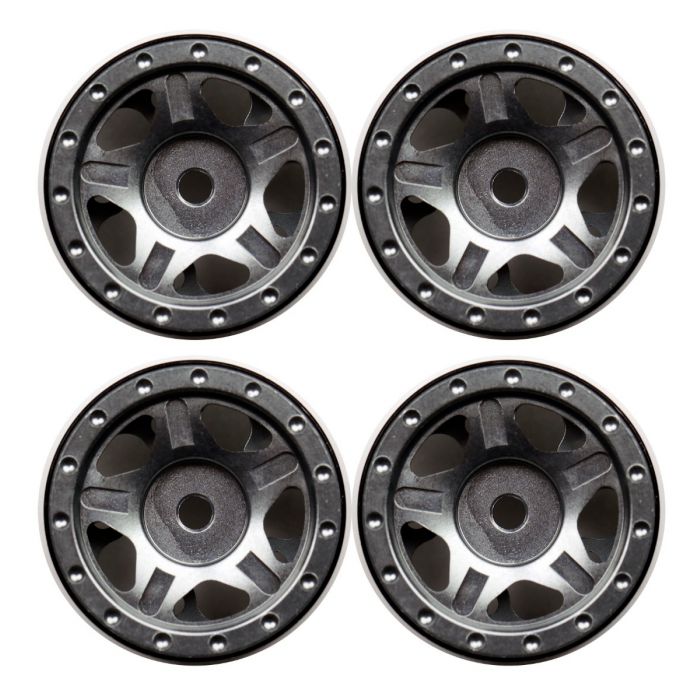 Powerhobby Axial SCX24 C10 Jeep Deadbolt Aluminum Beadlock Wheels Rims Grey - Iron City RC Hobbies