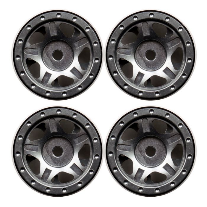 Powerhobby Axial SCX24 C10 Jeep Deadbolt Aluminum Beadlock Wheels Rims Grey