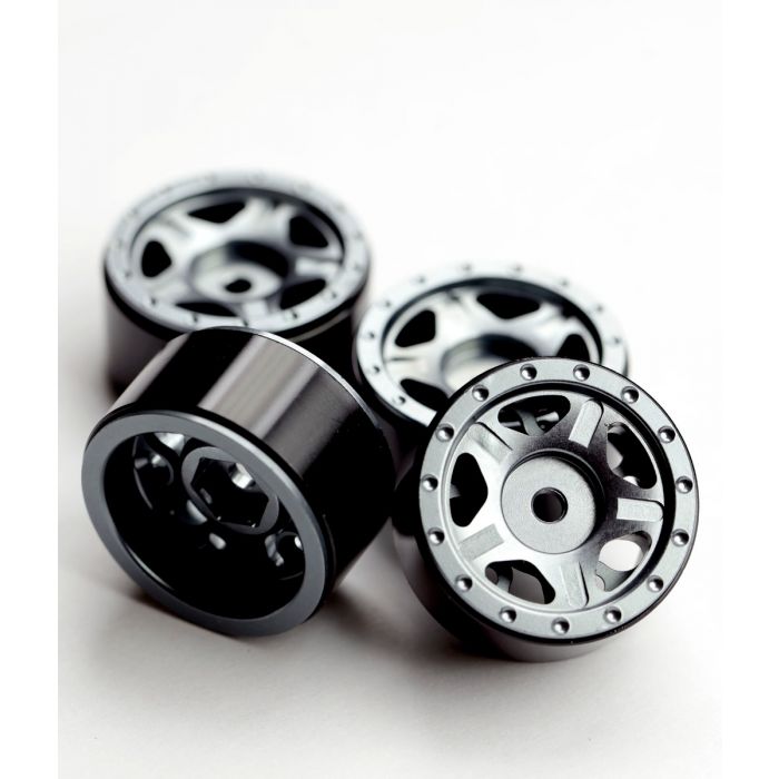 Powerhobby Axial SCX24 C10 Jeep Deadbolt Aluminum Beadlock Wheels Rims Grey