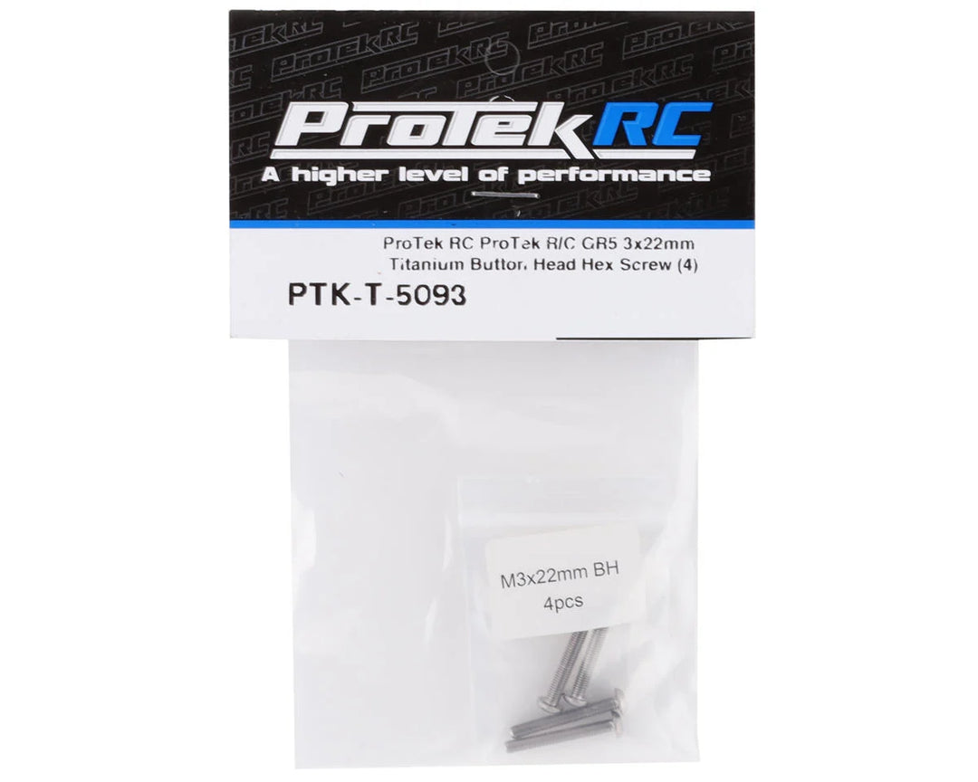 ProTek RC 3x22mm "Grade 5" Titanium Button Head Hex Screw (4)