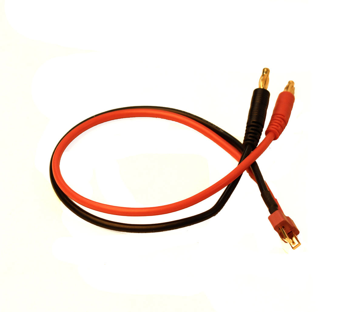 Racers Edge Charge Adapter: Male T-Plug to Male 4mm Bullets, 300mm Wire