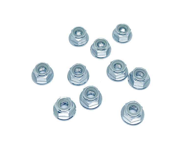 Racers Edge Flanged Nylon Lock Nut M5 (10pcs) Silver