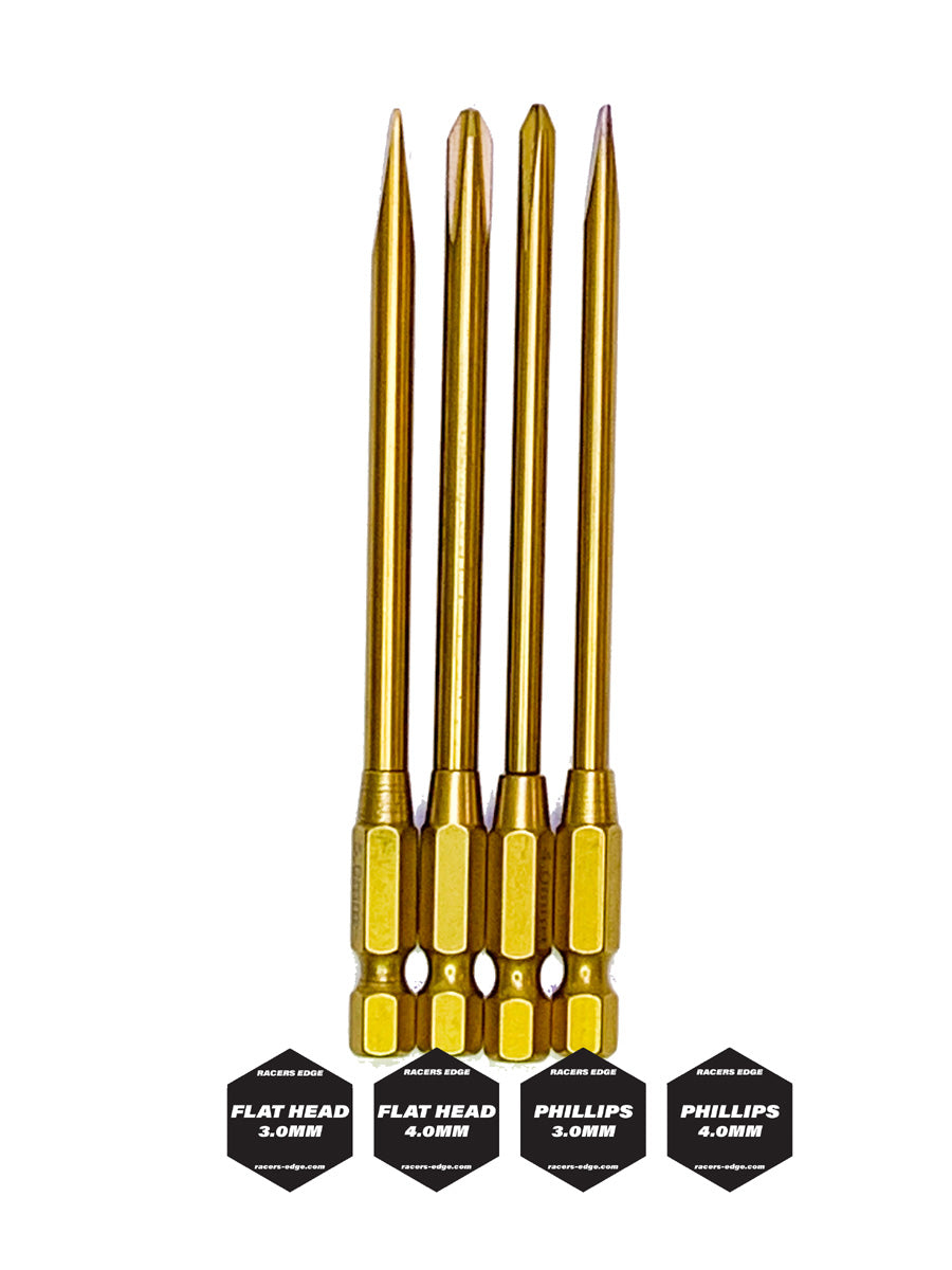 Racers Edge TiN Coated Phillips and Flat Head Bit Set (4pcs)