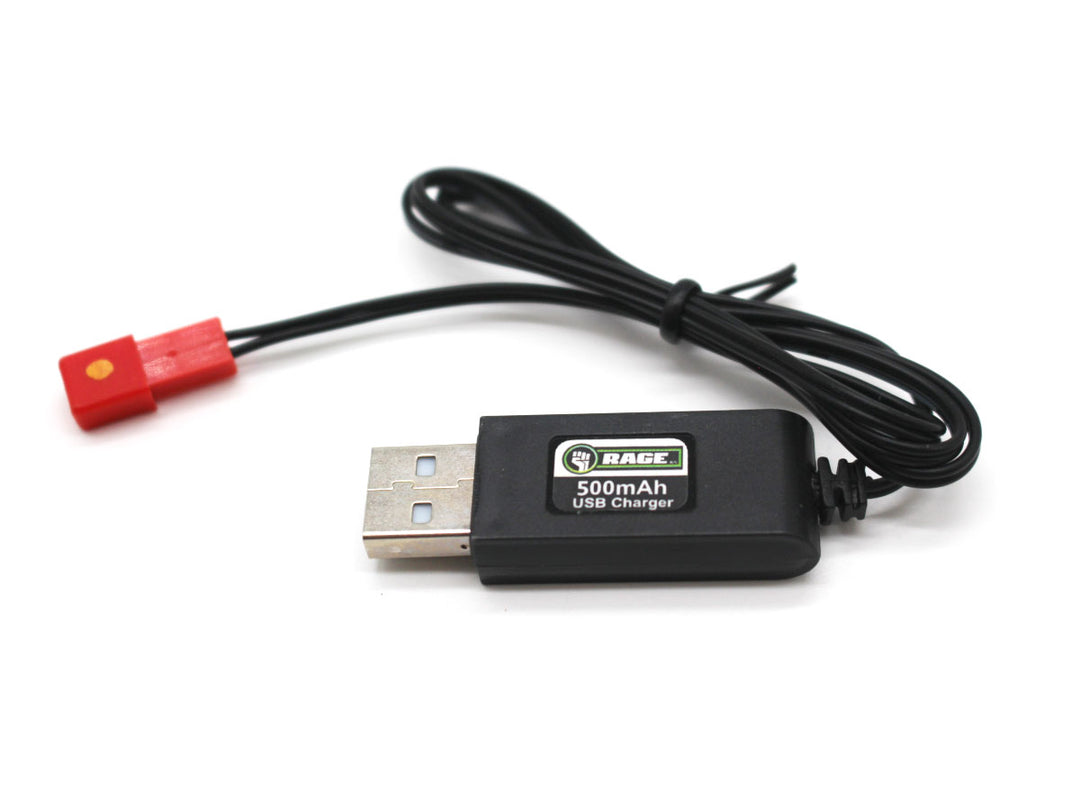 Rage RC 500mA 1S USB Charger with JST Plug