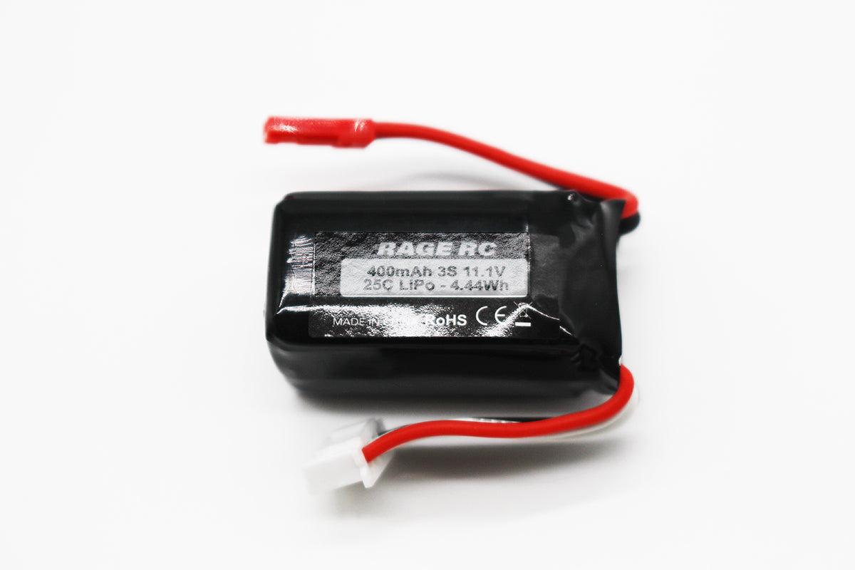 Rage RC 3S 11.1V 400mAh LiPo with JST plug; P-51D BL, F4U BL