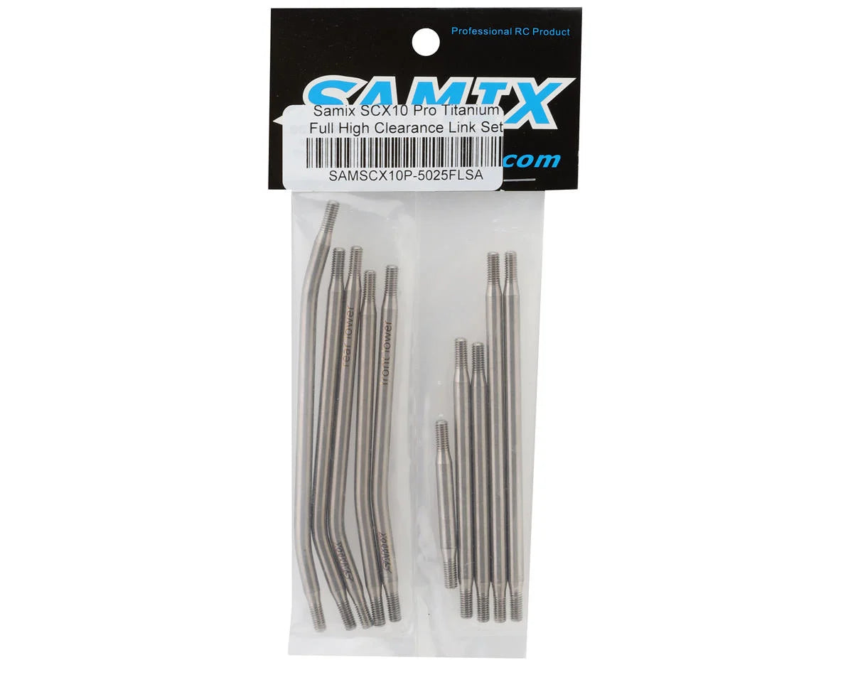 Samix SCX10 Pro Titanium High Clearance Links (10) (Servo On Axle Setup) w/Steering Links